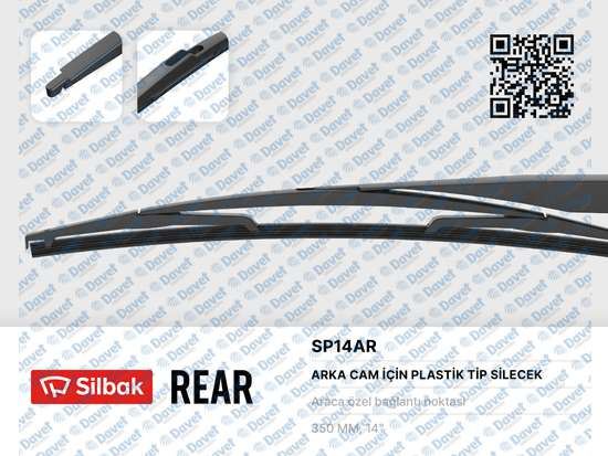 SILBAK SP14AR Silecek Supurgesi Arka Plastik Tip 350mm Berlingo-C3-C8-Jumpy-Saxo-Xantia-Logan Mcv-Scudo-Stilo-Alme